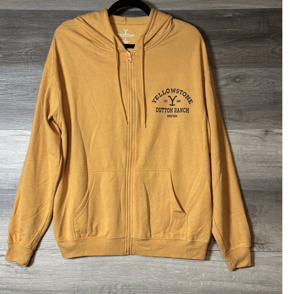 Yellowstone Dutton Ranch Mens L Full Zip Hoodie Western Horse Graphic Montana